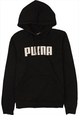Vintage 90's Puma Hoodie Spellout Pullover Black Medium