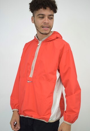 VINTAGE 90S NIKE BRIGHT RED 1/2 ZIP HOOD JACKET