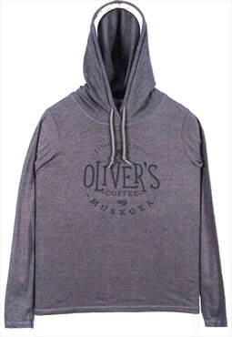 Vintage 90's Anvil Hoodie Oliver's Pullover Grey Small