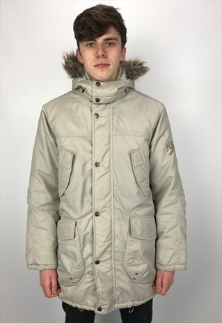 VINTAGE TOMMY HILFIGER DENIM INSULATED FUR HOOD COAT