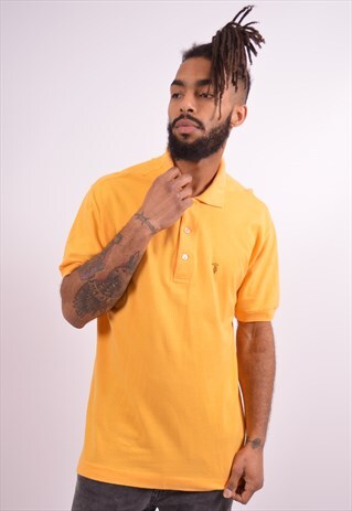 TRUSSARDI MENS VINTAGE POLO SHIRT XL YELLOW 90S