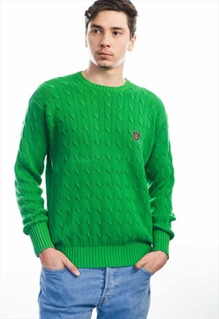 VINTAGE POLO RALPH LAUREN LOGO SWEATER JUMPER 90S M 20.9