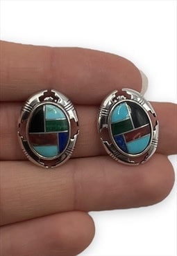 Carolyn Pollock 925 Sterling Silver earrings oval gemstone