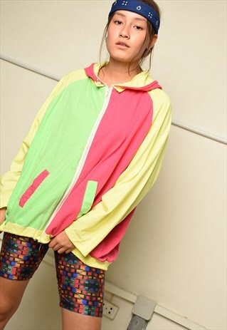80S RETRO SLOGAN COLOUR BLOCK OVERSIZED SWEATSHIRT CARDI