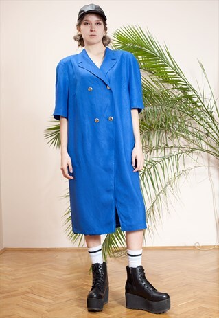 VINTAGE, BLUE, STRAIGHT CUT DRESS