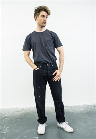 LEVI'S VINTAGE BLACK DENIM PAINT 501 JEANS