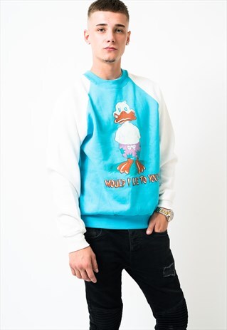 VINTAGE 'WOULD I LIE TO YOU' DUCK SWEATSHIRT MEDIUM