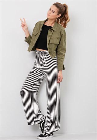 STRIPED PATTERN PALAZZO PANTS