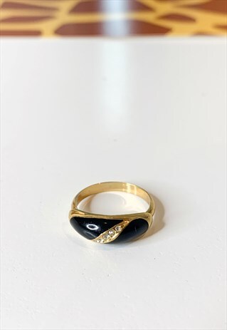 1980'S BLACK ENAMEL RING