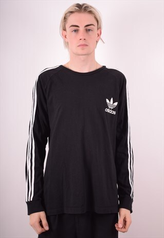 ADIDAS MENS VINTAGE TOP LONG SLEEVE XL BLACK 90S