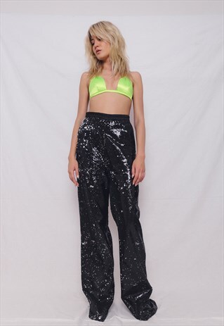 GLOW IN THE DARK EMBROIDERED SEQUIN PANTS