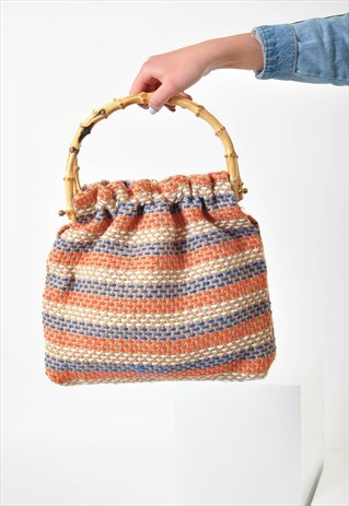 VINTAGE STRIPED LINEN BAG