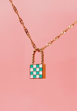 Blue checkerboard necklace