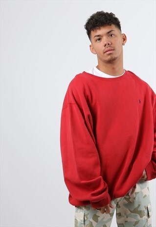 VINTAGE RALPH LAUREN XXL RED EMBROIDERED LOGO SWEATSHIRT
