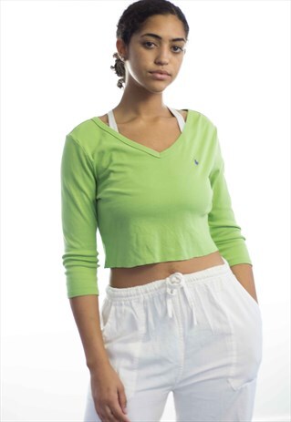 VINTAGE POLO RALPH LAUREN LOGO REWORKED CROP TOP 90S L 4.4