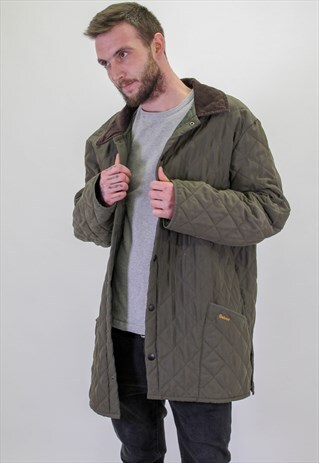 VINTAGE BARBOUR QUILTED AND PADDED JACKET IN GREEN XXL