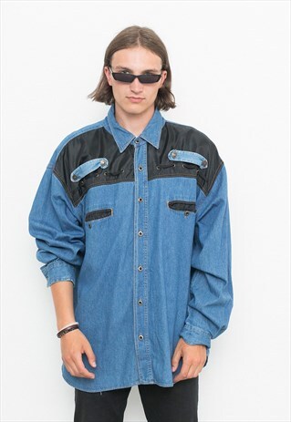 DENIM BLUE MEN'S LONG SLEEVED SHIRT