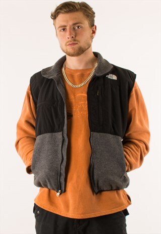 VINTAGE GREY THE NORTH FACE FULL ZIP DENALI GILET FLEECE
