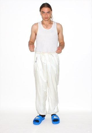 Vintage 90s track joggers in white