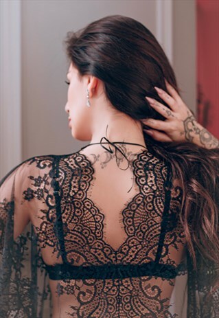 LET IT BE INTIMATE LACE ROBE BLACK