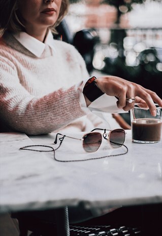 BRAIDED GLASSES STRAPS - BROWN