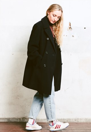 VINTAGE 90S BLACK PEA COAT