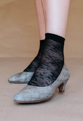 VINTAGE 90S SNAKE PATTERN LEATHER HEELED SHOE