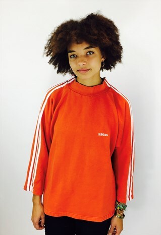 ADIDAS ORANGE EMBROIDERED 90S SWEATSHIRT