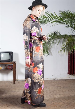 STUNNING VITAGE BOHEMIAN, FLORAL MAXI DRESS