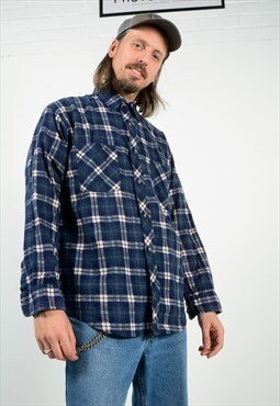 Vintage  90s Shirt Flannel Checked Grunge Blue