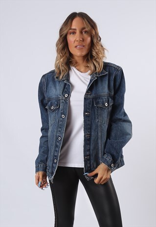 DENIM JACKET KNOCKOUT OVERSIZED FITTED UK 16 (B61B)