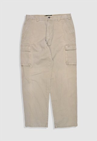 VINTAGE 90S TIMBERLAND HEAVYWEIGHT CARGO TROUSERS IN BEIGE