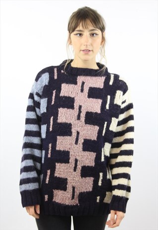 VINTAGE ABSTRACT PATTERNED WOOLEN JUMPER