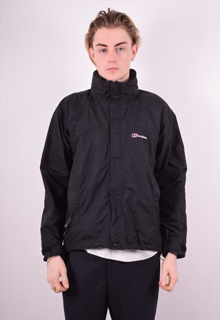 BERGHAUS MENS VINTAGE WINDBREAKER JACKET SMALL BLACK 90S