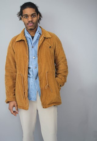 VINTAGE WRANGLER BROWN CORD COAT WITH FLEECE INNER