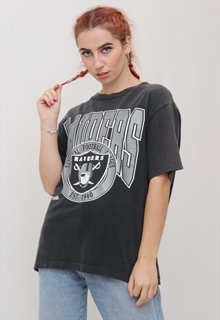 90'S RAIDERS AMERICAN FOOTBALL CHARCOAL GREY UNISEX T-SHIRT