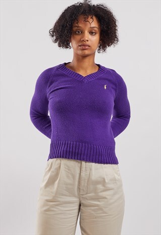 VINTAGE RALPH LAUREN KNITTED V-NECK JUMPER