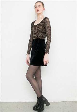 LACED VELVET MINI DRESS