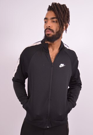 NIKE MENS VINTAGE TRACKSUIT TOP JACKET MEDIUM BLACK 90S