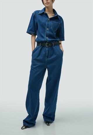 Women's Premium Dark Blue Loose Denim Jumpsuit SS2022 VOL.3