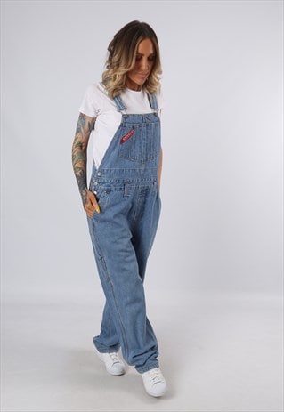DENIM DUNGAREES VINTAGE WIDE LEG TALL LENGTH UK 14 (3DV)