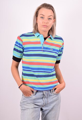 LACOSTE WOMENS VINTAGE POLO SHIRT LARGE MULTI 90'S