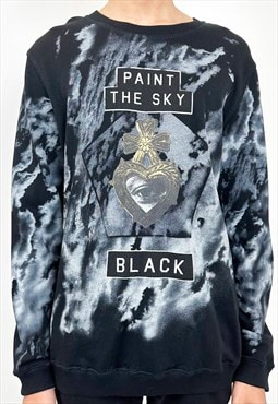 Vintage y2k paint the sky black tie dyed sweatshirt 