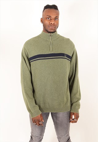 VINTAGE RALPH LAUREN CHAPS 1/4 ZIP NECK JUMPER GREEN