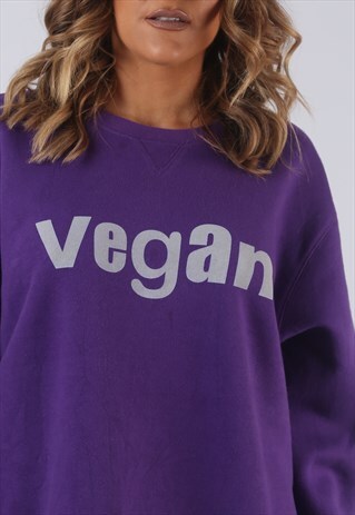 VINTAGE VEGAN SWEATSHIRT OVERSIZED PRINT UK 18 (FL2J)