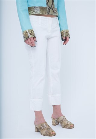 LOW WAISTED MINIMAL WHITE TROUSERS