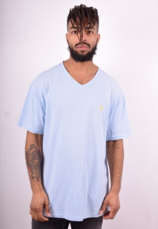 POLO RALPH LAUREN MENS VINTAGE T-SHIRT TOP XL BLUE 90'S