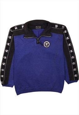 Vintage 90's Champion Sweatshirt Heavyweight Quater Zip Blue