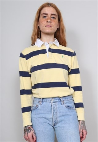 VINTAGE 90'S RALPH LAUREN MULTI STRIPED POLO RUGBY SWEATER