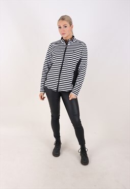 vintage striped fleece jumper jacket sweater black and white
